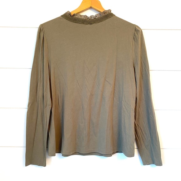 LOFT Sage Green Lace Accent Blouse. Size medium. - Picture 7 of 7